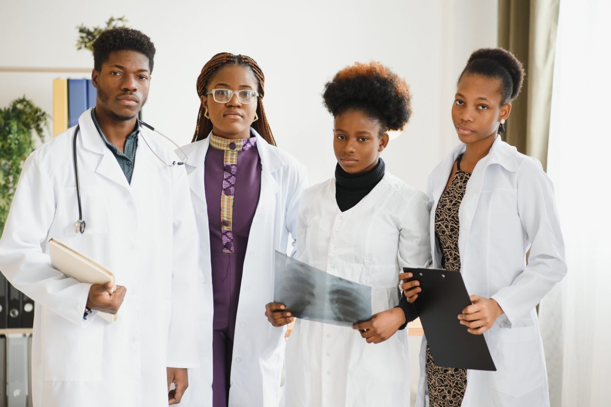 group of professionals medical workers working together